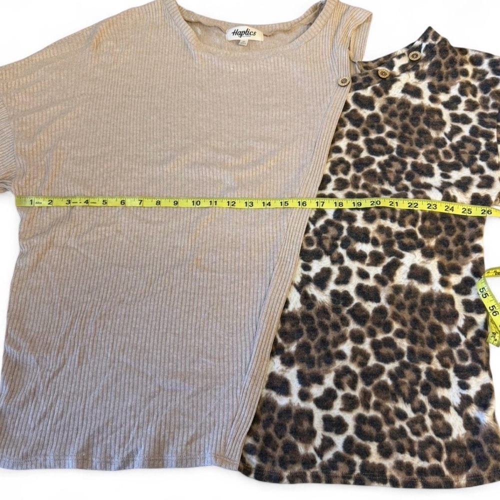 3/$20 Haptics Ribbed Cheetah Peek-a-Boo Shoulder Blouse Top Women’s Plus 2X - Picture 5 of 6